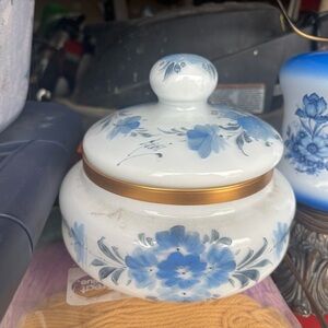 Vintage Floral Ceramic Jar with Lid